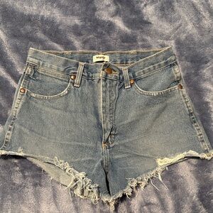 Wrangler Women's Distressed Light Blue Jean Shorts